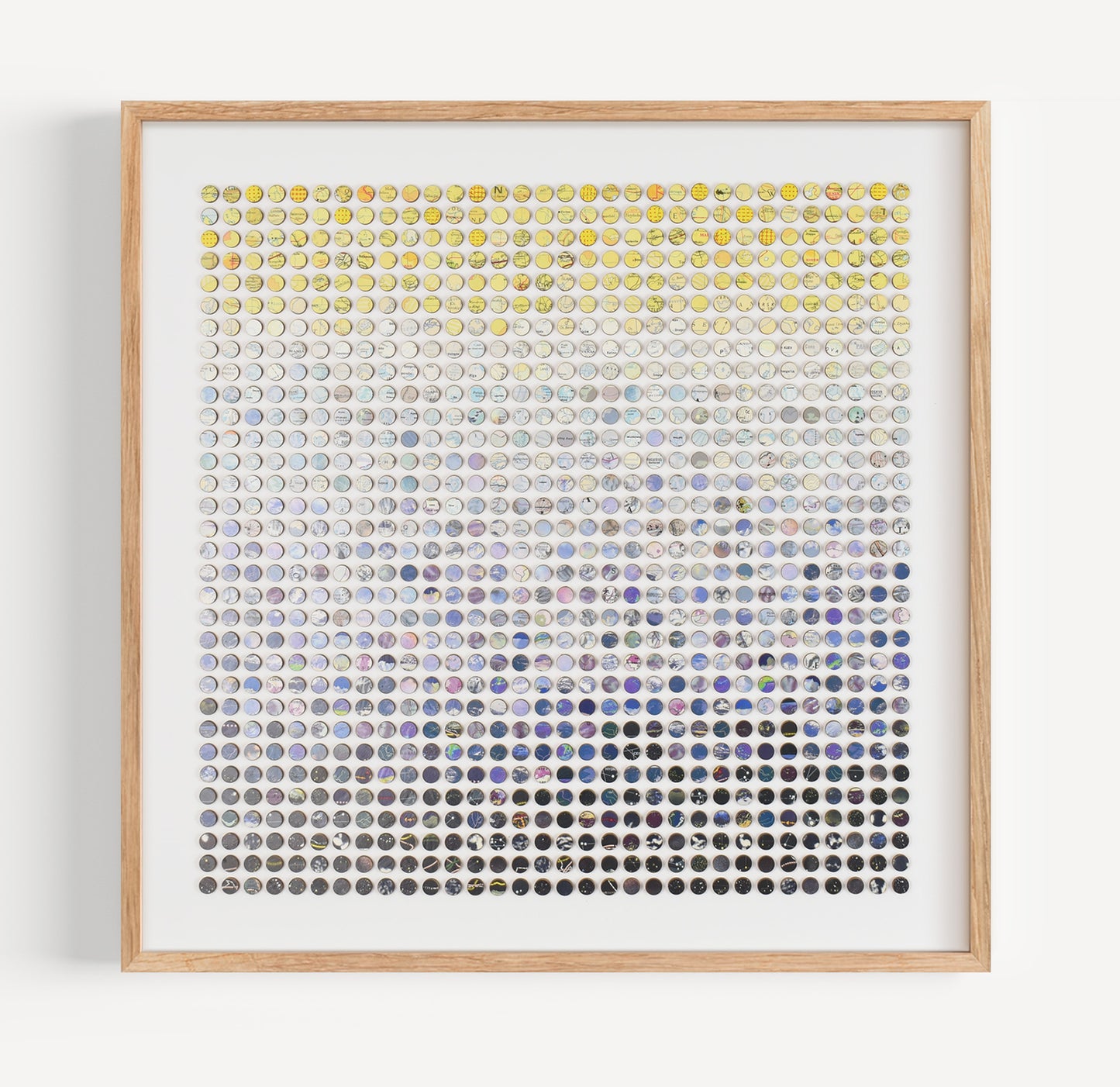 One Thousand and Twenty Four Black to Yellow Map Dots Collage