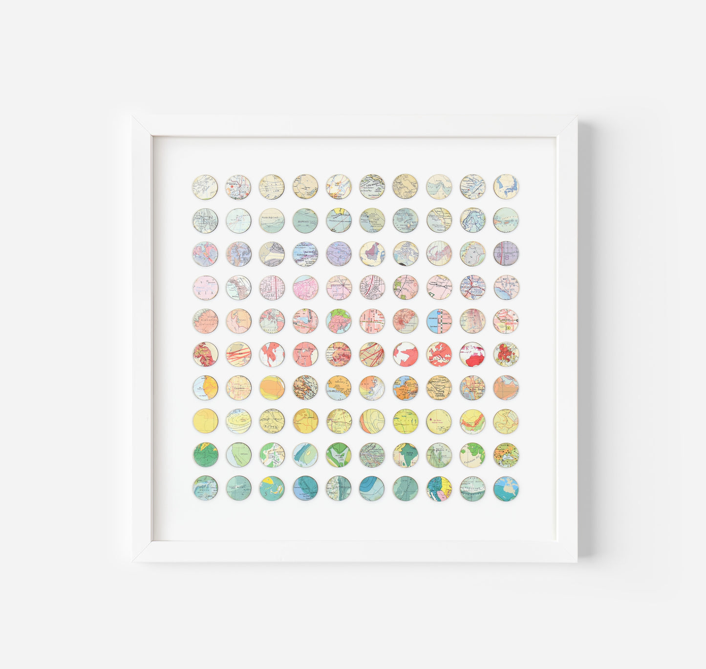 Amelia Coward rainbow map dots wall art