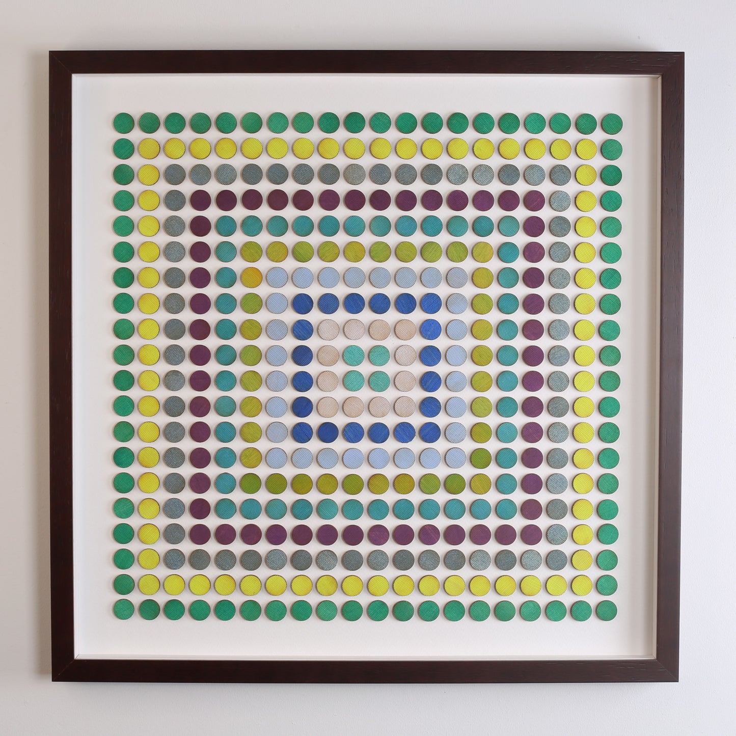 Painted Dot Collage Concentric Squares Green
