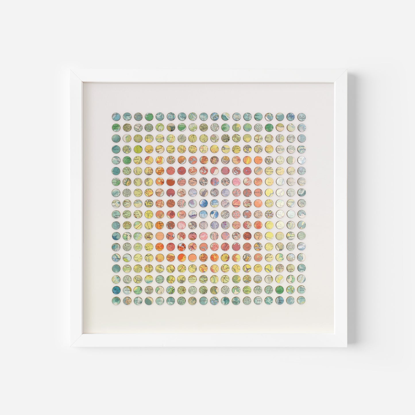 Three Hundred and Twenty Four Map Dots Rainbow Concentric Squares Collage