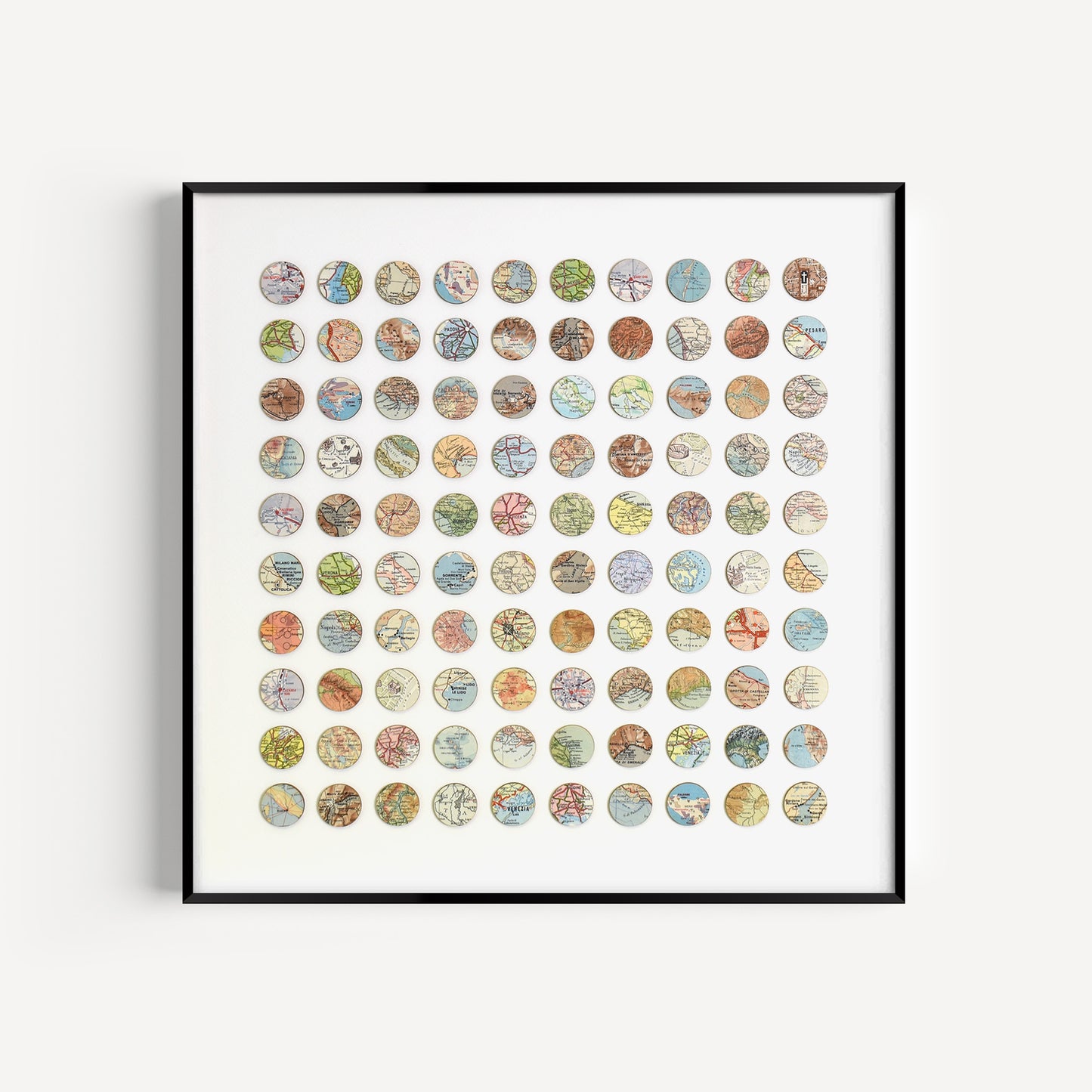 One Hundred Italy Map Dots Collage