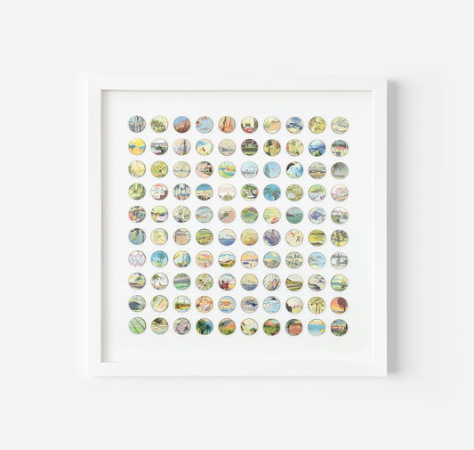 One Hundred Vintage Encyclopedia Dots Collage