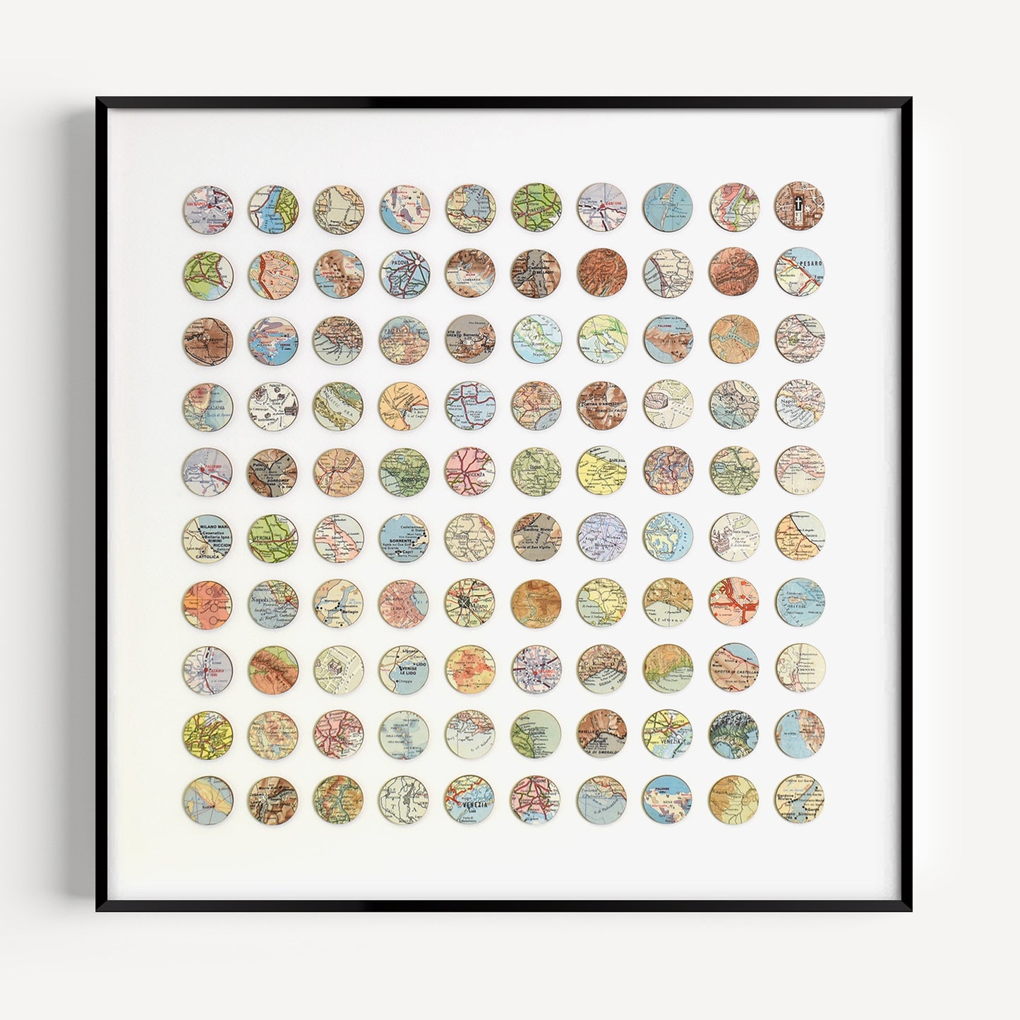 One Hundred Italy Map Dots Collage