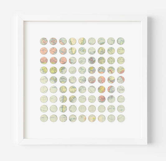 Eighty One Continuous World Map Dots Collage