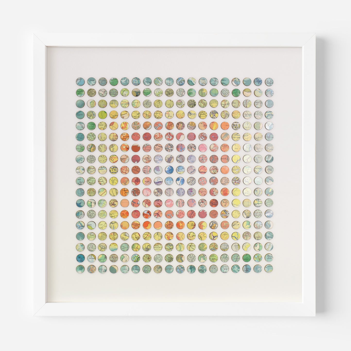 Three Hundred and Twenty Four Map Dots Rainbow Concentric Squares Collage