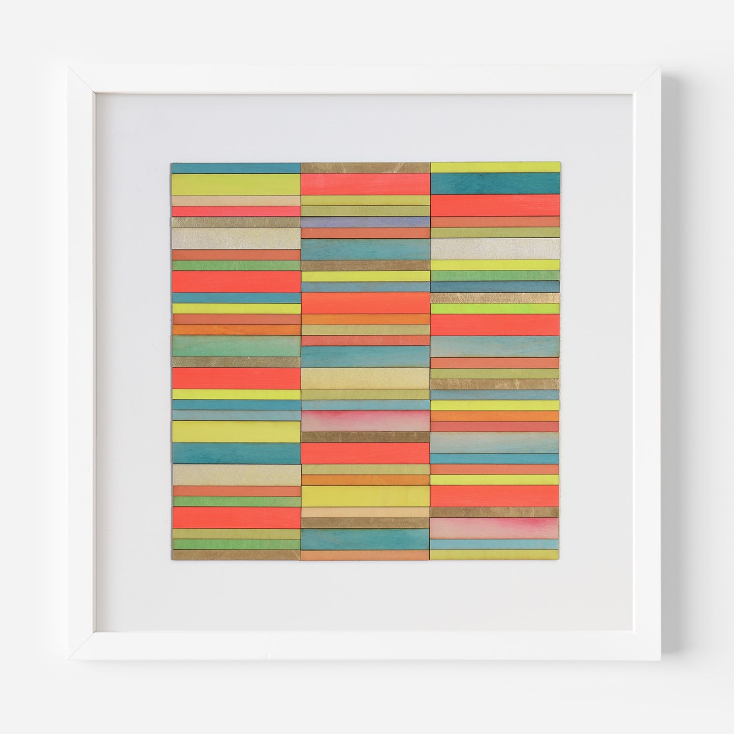 Orange and Lime Stripe Colour Study Painting with Gold