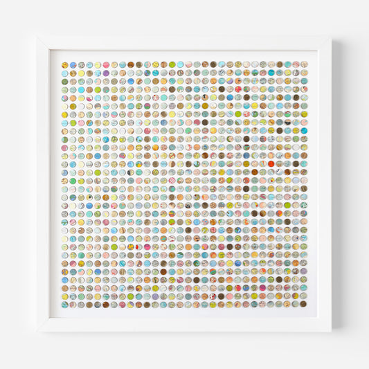 Nine Hundred Map Dots Collage With Gold Leaf