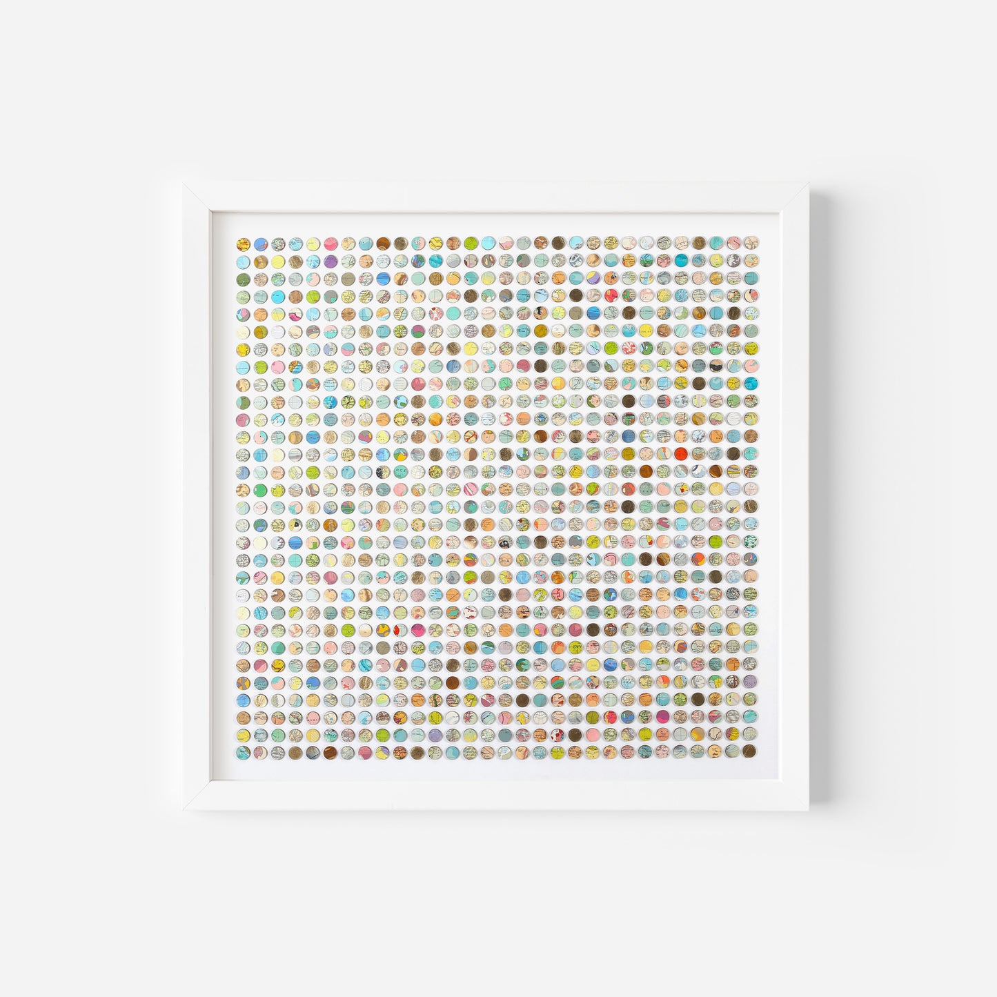 Nine Hundred Map Dots Collage With Gold Leaf