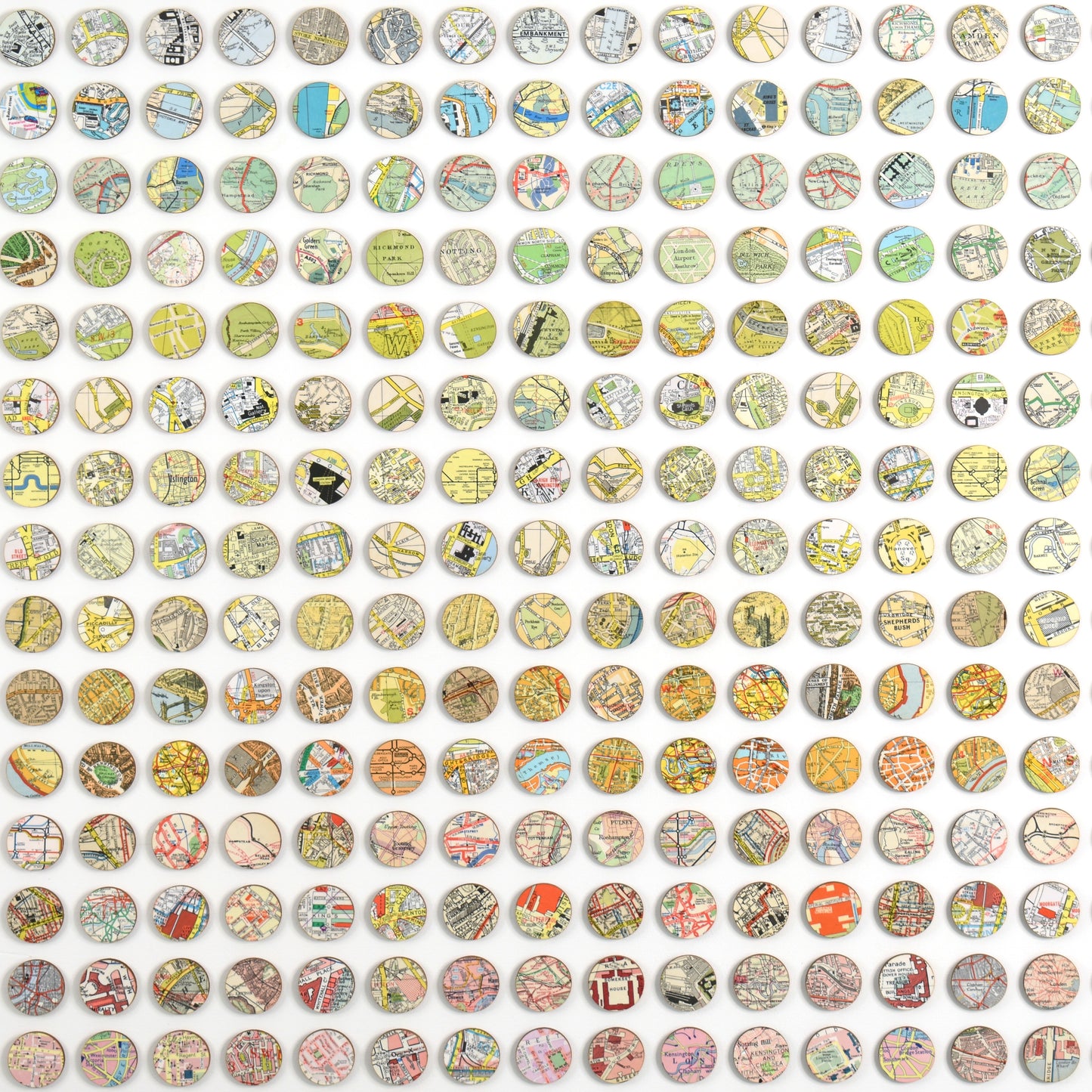 Three Hundred and Twenty Four London Rainbow Map Dots Collage