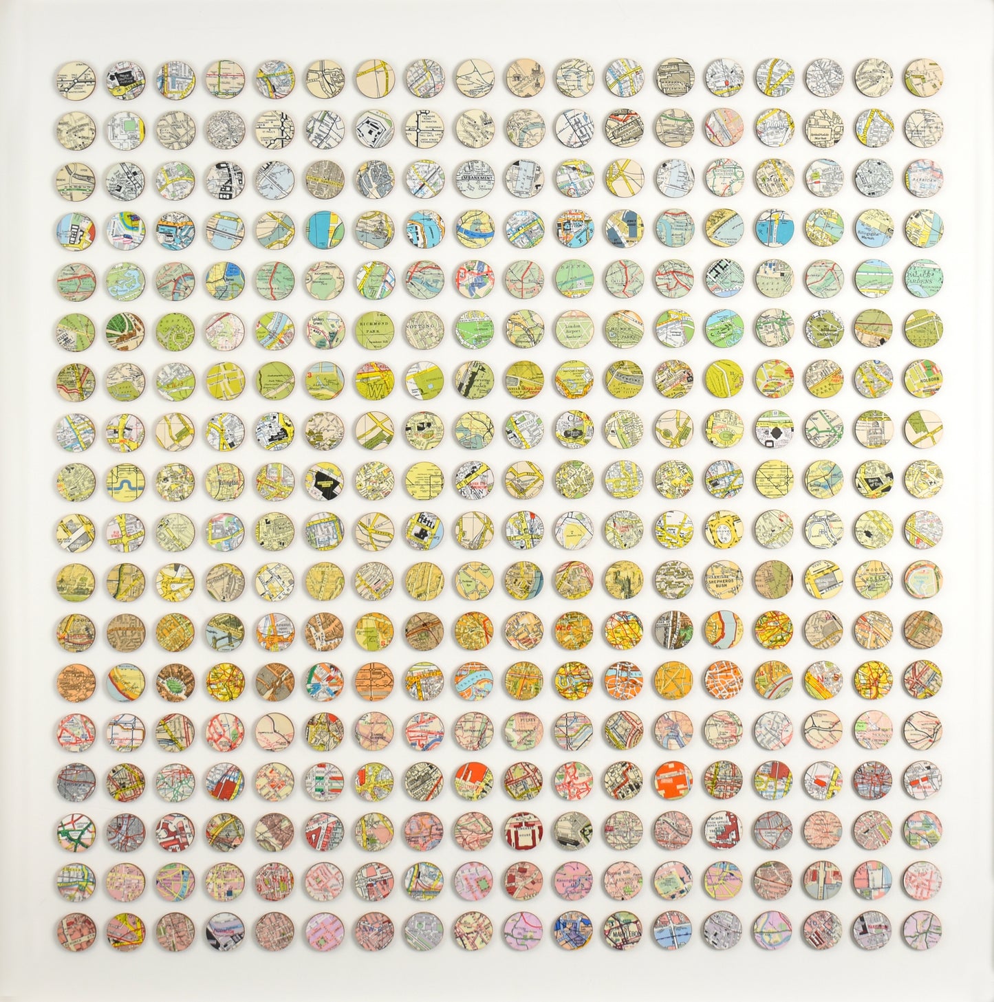 Three Hundred and Twenty Four London Rainbow Map Dots Collage