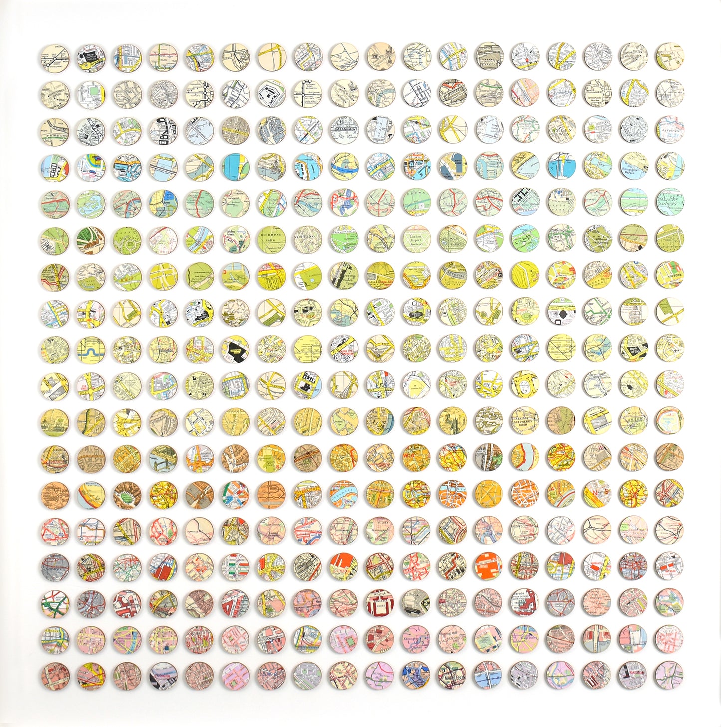 Three Hundred and Twenty Four London Rainbow Map Dots Collage